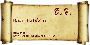 Baar Helén névjegykártya